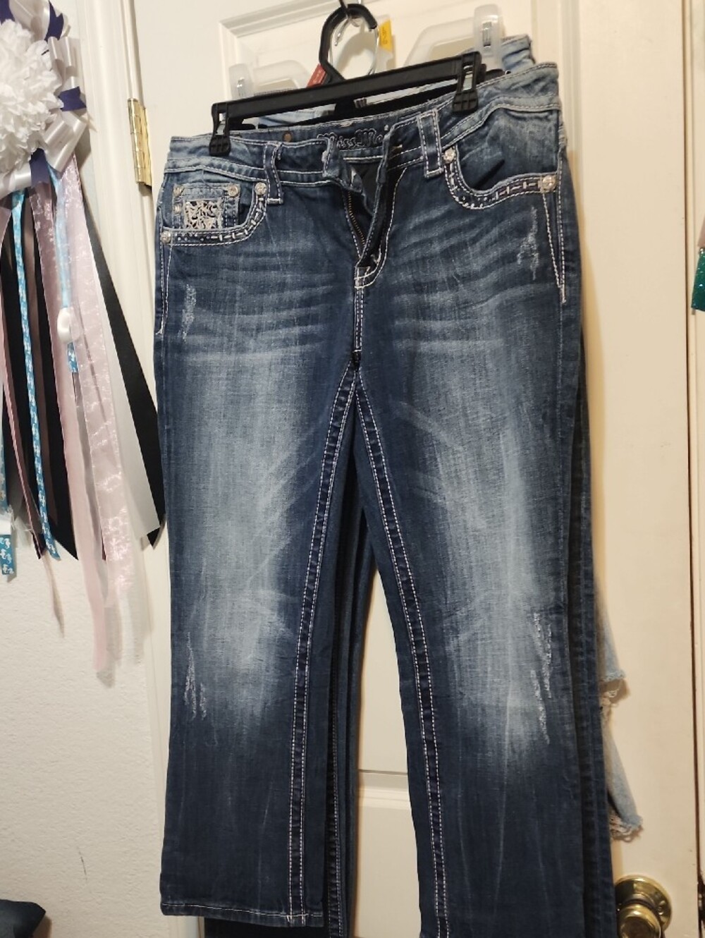Miss Me Men's Navy Blue Slim Straight Jeans - Picture 2 of 4
